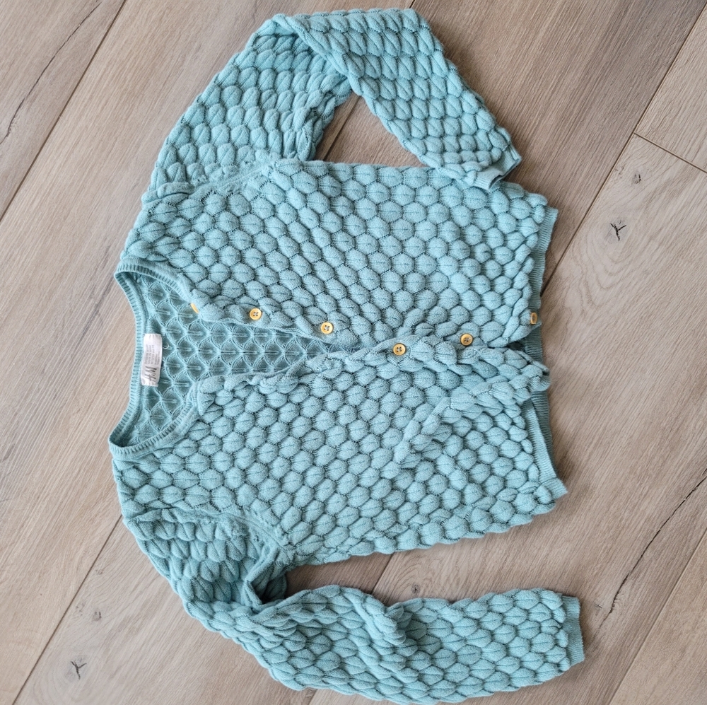 H&M Teal Cardigan Girls 6-8